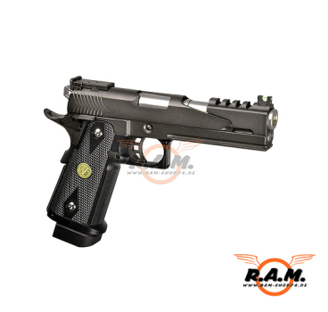 WE Softairpistole Hi-Capa 5.1 Full Metal Dragon GBB, schwarz