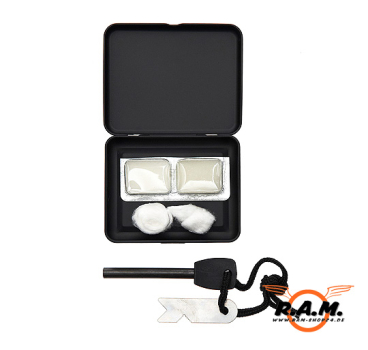 FOSCO Magnesium Feuerstarter Set inkl. Zellstoffwatte und Magnesium Stick