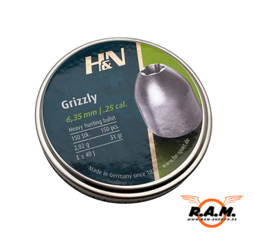 Preview: H&N Grizzly 6,35 mm (.25) – 2,02 g / 31 gr – 150 Stück