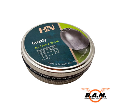 Preview: H&N Grizzly 6,35 mm (.25) – 2,02 g / 31 gr – 150 Stück