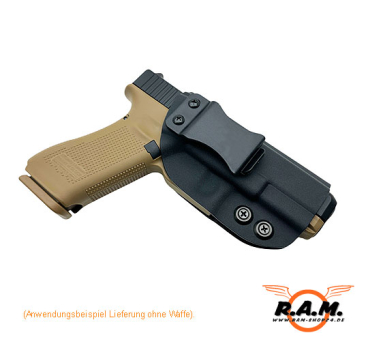 Preview: Glock IWB Kydex Holster mit Clip Glock 17, 19, 19x, 26, 32, 44, 45 (Gen. 1-5)