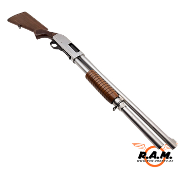 Preview: STEEL DEFENDER CO2 Schrotflinte / Pumpgun 7 Schuss NBS CHROMED MARINE CORPS cal. 0.68