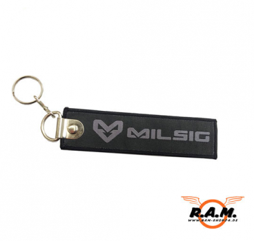 Schlüsselanhänger MILSIG in schwarz/grau, 12,5 x 3,5cm