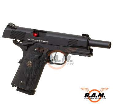 Softairpistole KJ Works M1911 MEU Full Metal GBB, schwarz