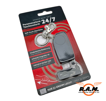 Schrillalarm mit integrierter Taschenlampe, max. 120dB, schwarz