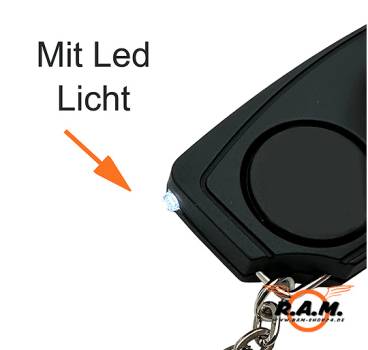 Schrillalarm mit integrierter Taschenlampe, max. 120dB, schwarz