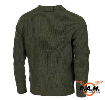 Strick-Pullover mit Reißverschluß in oliv