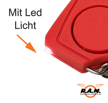 Schrillalarm mit integrierter Taschenlampe, max. 120dB, rot