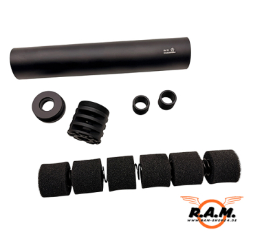F-Schalldämpfer Multicaliber 4.5mm, 5.5mm, 6mm BB, 6.35mm, 7.62mm, 9mm, 0.43 (NUR Co2 & LUFTDRUCKWAFFEN)