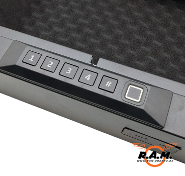 Biometrischer Pistolentresor mit Fingerabdruck, Code & Schlüssel – für 2 Pistolen & Magazine