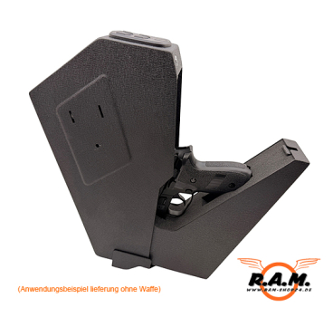 Preview: Biometrischer Waffentresor für 1 Pistole – Fingerabdruck | PIN | Schlüssel | Wandmontage