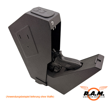 Biometrischer Waffentresor für 1 Pistole – Fingerabdruck | PIN | Schlüssel | Wandmontage