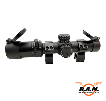 1-5x24 IR Tactical Zielfernrohr beleuchtet – LPVO Scope mit 21mm & 11mm Montage | Rot / Grün Absehen