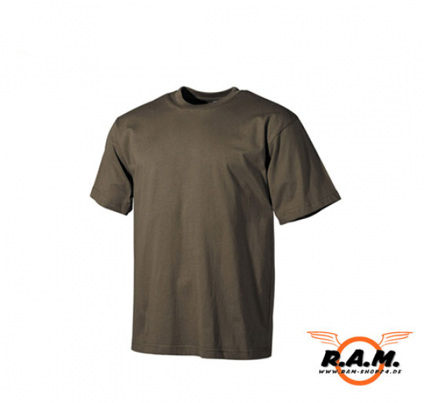 Halbarm T-Shirt in oliv, 100% Baumwolle