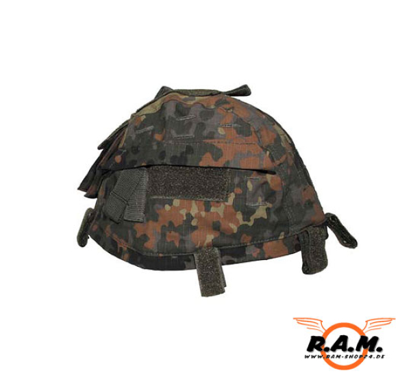 Helmbezug mit Taschen, größenverstellbar, flecktarn