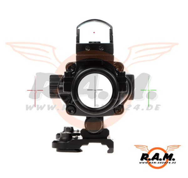 4x32IR QD + Mini Reddot - Combo Combat Scope, schwarz