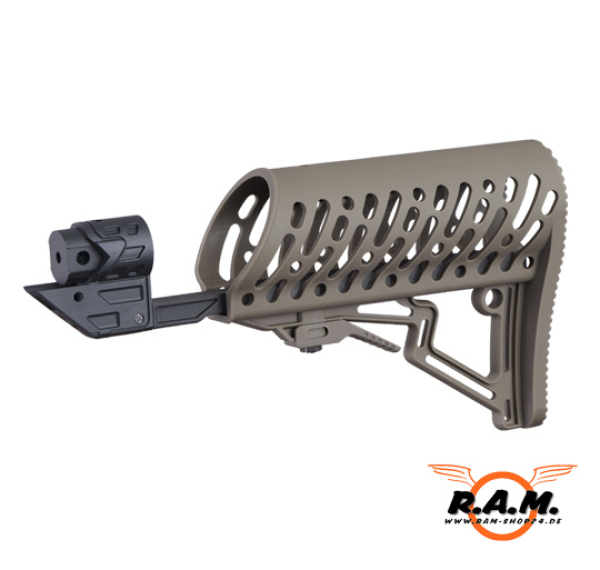 Tippmann TMC MagFed Markierer inkl. Air Thru Schulterstütze, Tan cal. 0.68
