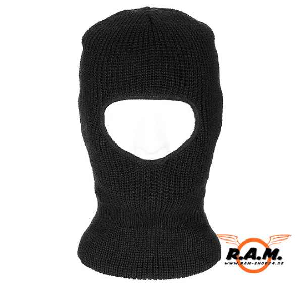 Strick Balaclava 1 Loch, schwarz
