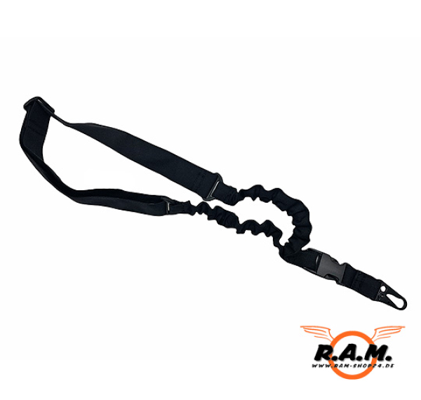 Bungee-Gewehrgurt, schwarz, Befestigung mit Karabiner