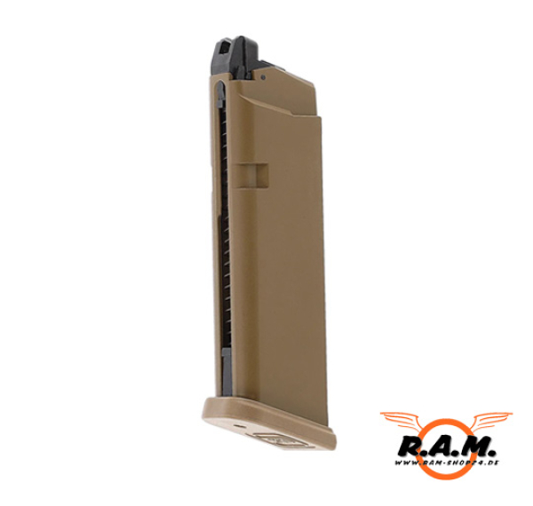 Ersatzmagazin für Airsoftpistole GLOCK 19X MOS Coyote, 6mm BB, Gas, 15 Schuss