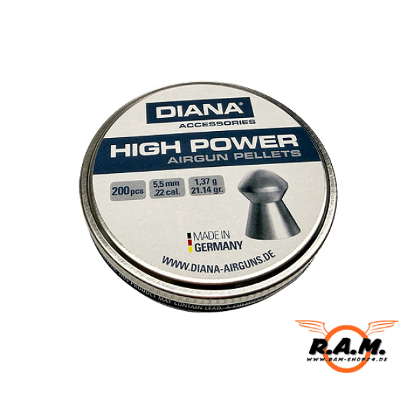 DIANA Rundkopf Diabolos 5,5 mm (.22) 1.37 Gramm glatt – 200 Stk