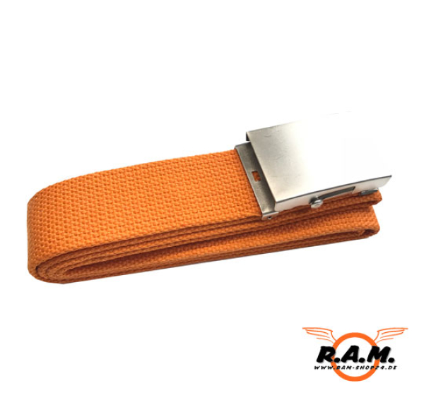 Stoffgürtel 40mm breit in orange, mit Schnalle