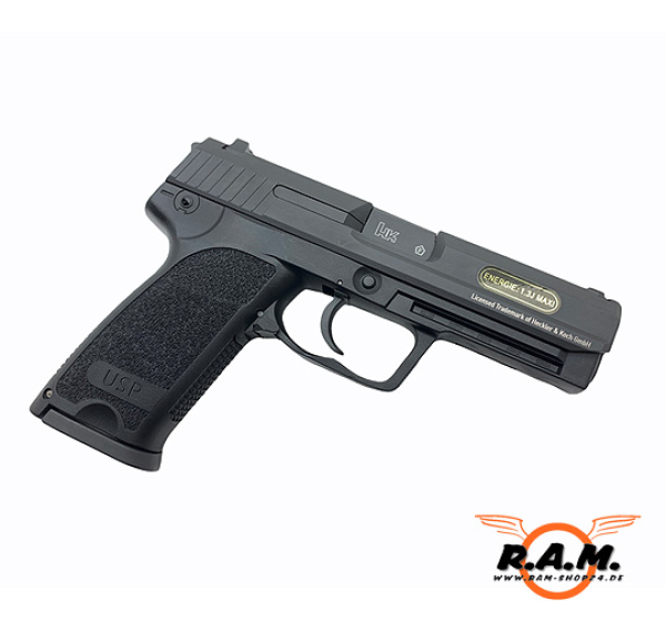 Heckler & Koch USP, 6mm BB, CO2 Blow Back, Metallschlitten, schwarz