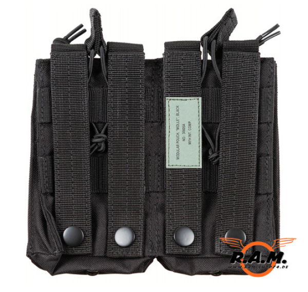 Doppelte Molle Magazintasche, für bis zu 4 Magazine, schwarz