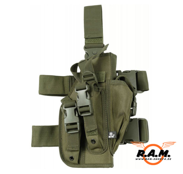 Pistolenbeinholster, oliv, Bein- und Gürtelbef., rechts