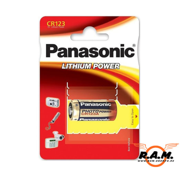CR123 Lithium 3V 1400mAh Batterie (PANASONIC)