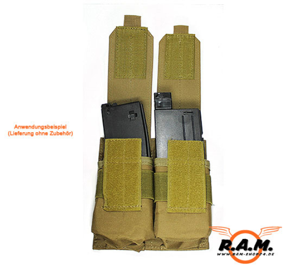 US MOLLE AR15 Magazintasche mit Klettverschluss, doppelt, coyote