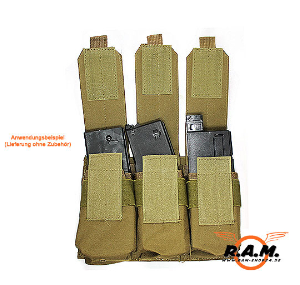 US MOLLE AR15 Magazintasche mit Klettverschluss, dreifach, coyote