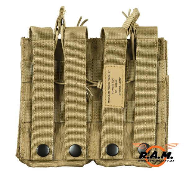 Doppelte Molle Magazintasche, für bis zu 4 Magazine, coyote