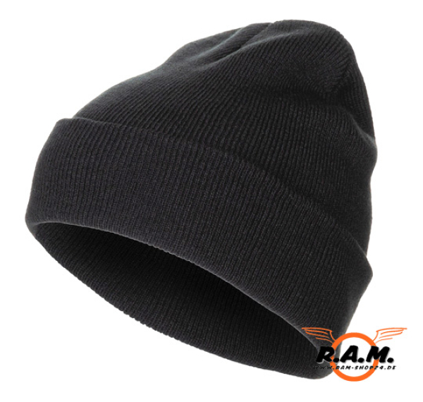 fein gestrickte Rollmütze, schwarz