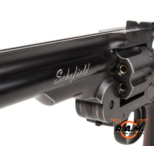 ASG Druckluftrevolver CO2 Schofield 6" Aging Black, 4,5mm