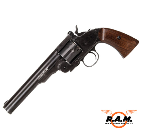 ASG Druckluftrevolver CO2 Schofield 6" Aging Black, 4,5mm