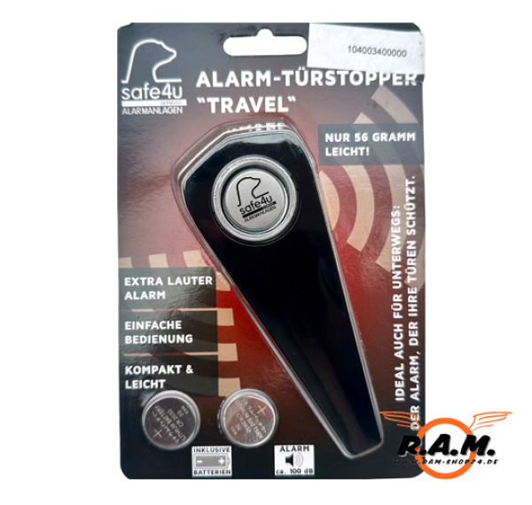 Safe4u Alarm-Türstopper /Einbruchsschutz, schwarz, 100db