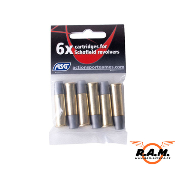 Schofield Revolver Hülsen. 6x1 Schuss, 4,5mm BB CO2