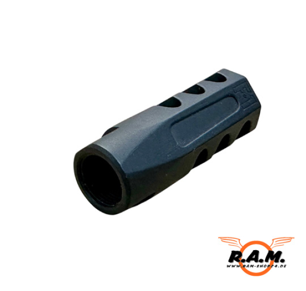 EMG x F1 Flat Faced Muzzle Brake – 14mm Negativ (CCW), schwarz