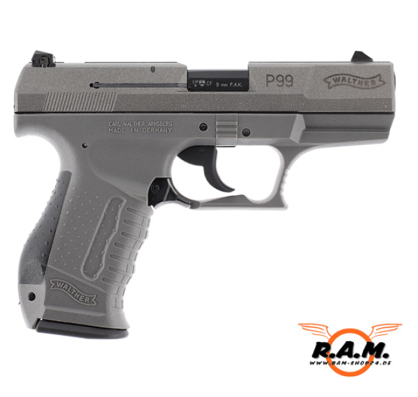 Walther P99 SV Schreckschusspistole 9 mm P.A.K. – Grau mit Stahlverschluss