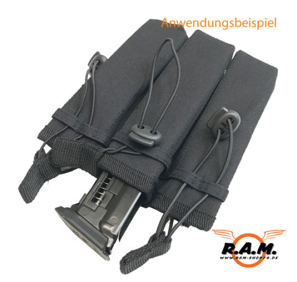 Molle Pistolen Magazintasche dreifach in schwarz