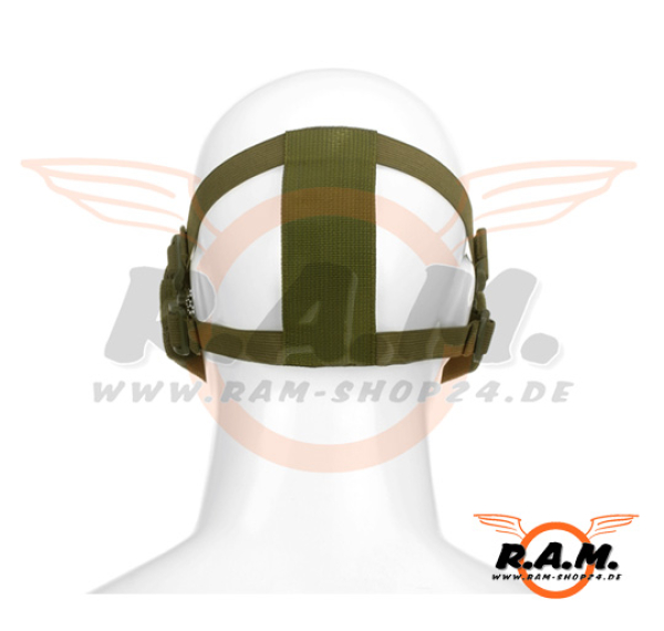 Gesichtsschutzmaske Metall mit Elasthan-Gurt OD, Skull