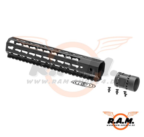 Ares 10" Aluminium Keymod Handguard, schwarz