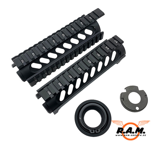 Quad Rail Handguard Set 7", schwarz