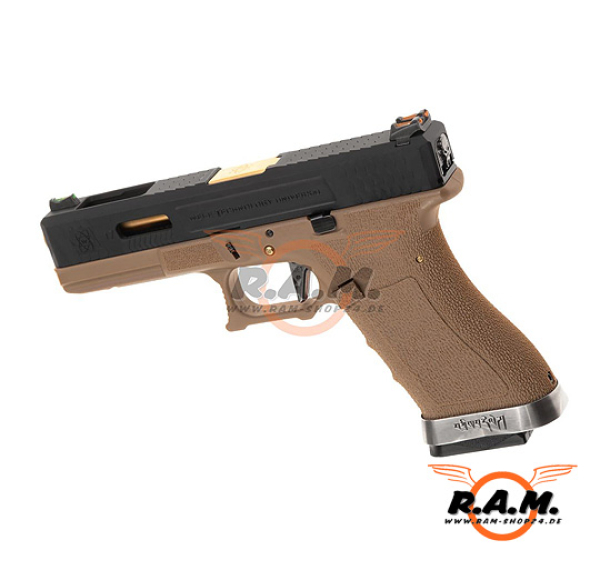 G-Force 17 BK Gold Barrel Metal Version GBB, desert/gold