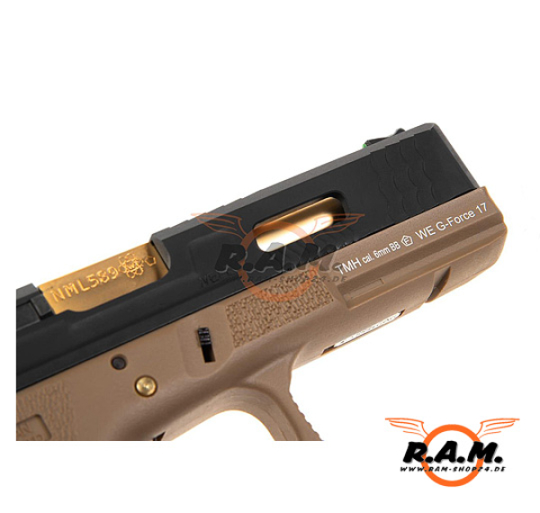 G-Force 17 BK Gold Barrel Metal Version GBB, desert/gold