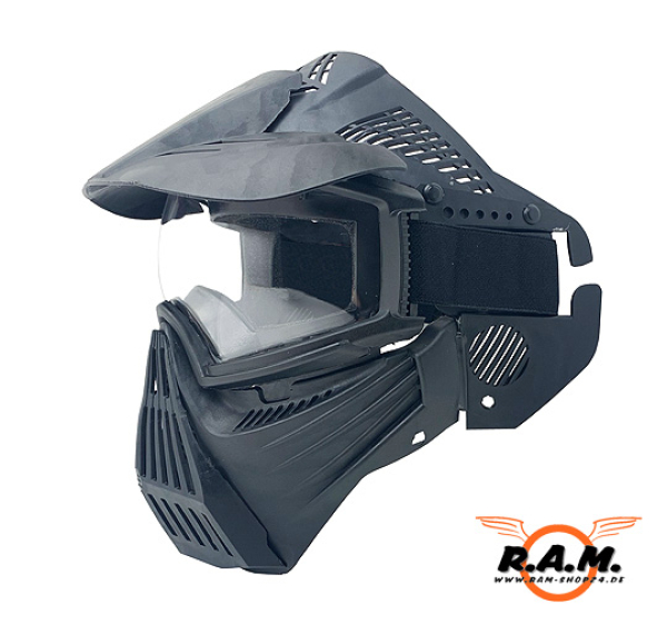 Taktische Gesichtsschutzmaske Dual Layer, schwarz
