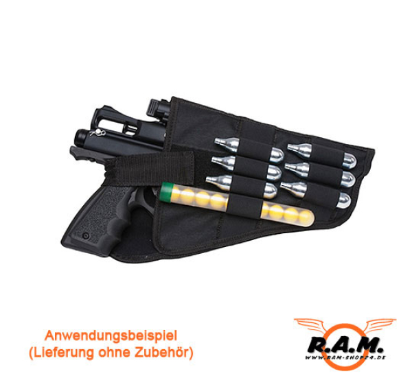 Pistolen Beinholster Deluxe schwarz mit CO2 Laschen