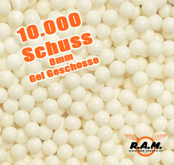 10.000 Schuss 8mm Gel Blaster Munition **Weiss / Klar**