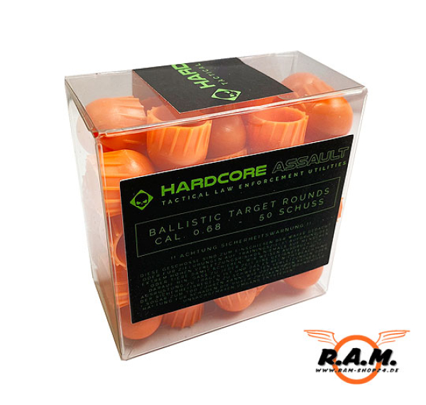 BALLISTIC TARGET ROUNDS ORANGE cal. 0.68 von HARDCORE ASSAULT **NEUHEIT**